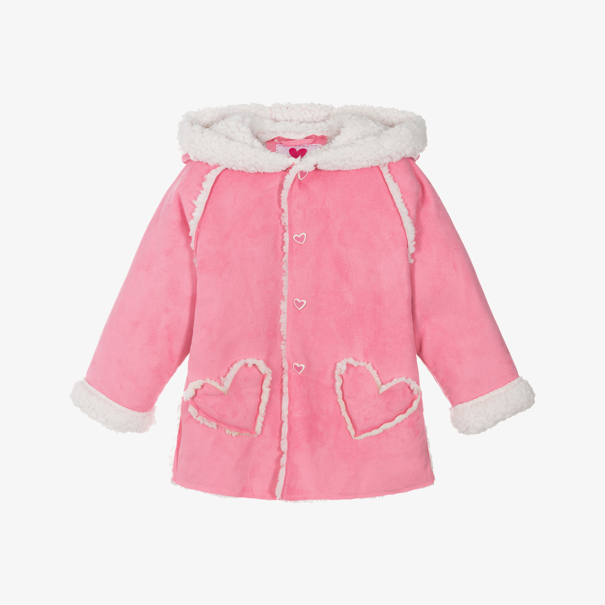 Agatha Ruiz de la Prada Girls Pink Faux Sheepskin Hooded Coat