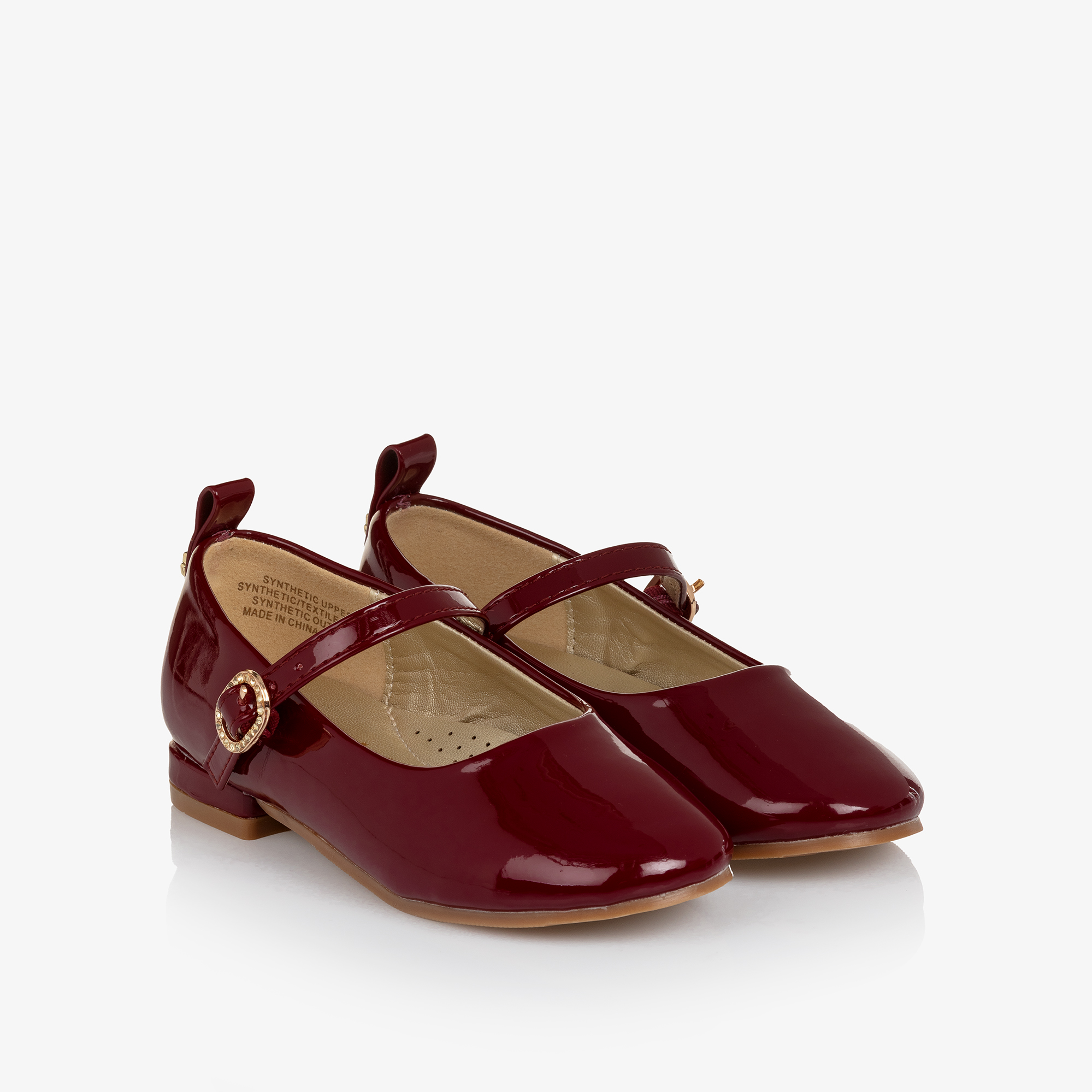 Angel's Face Girls Burgundy Red Patent Faux Leather Bar Shoes