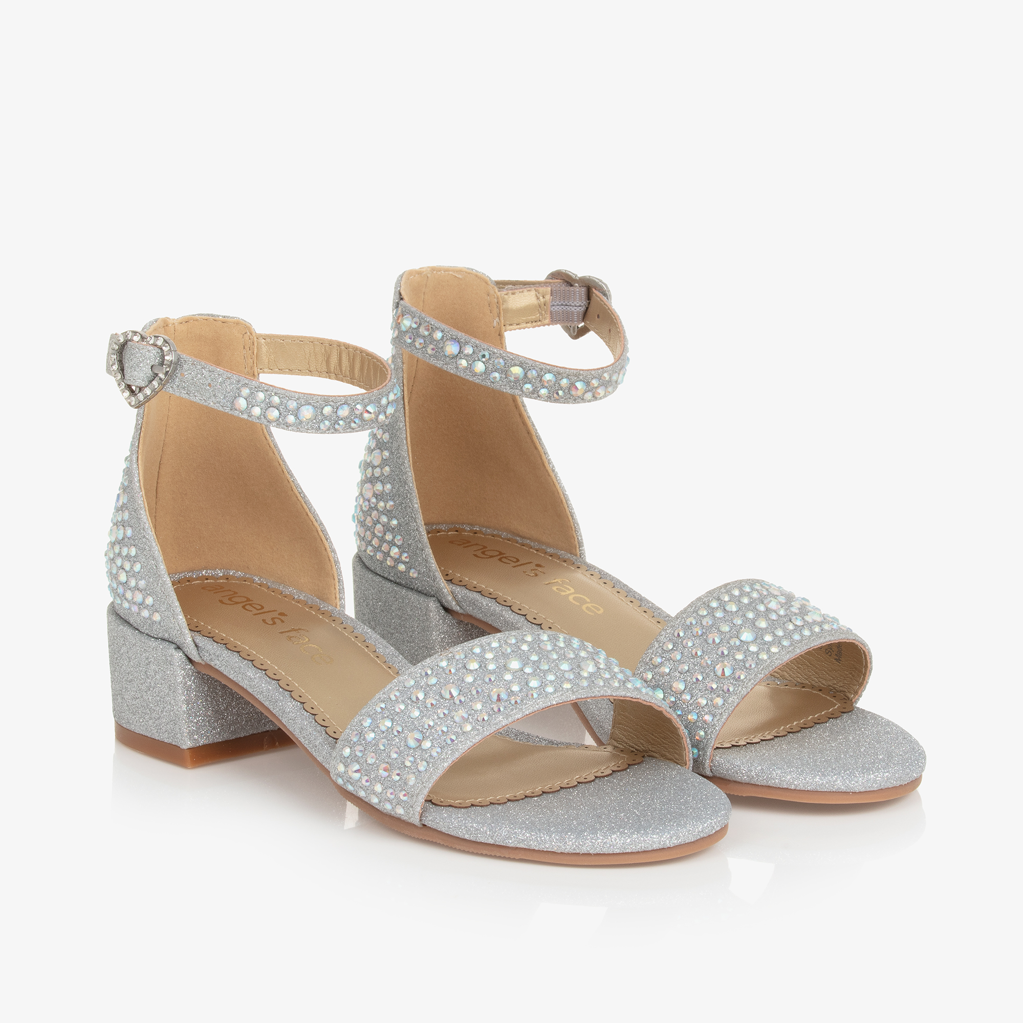 Angel's Face Girls Silver Diamanté Heeled Sandals Childrensalon - Main Image