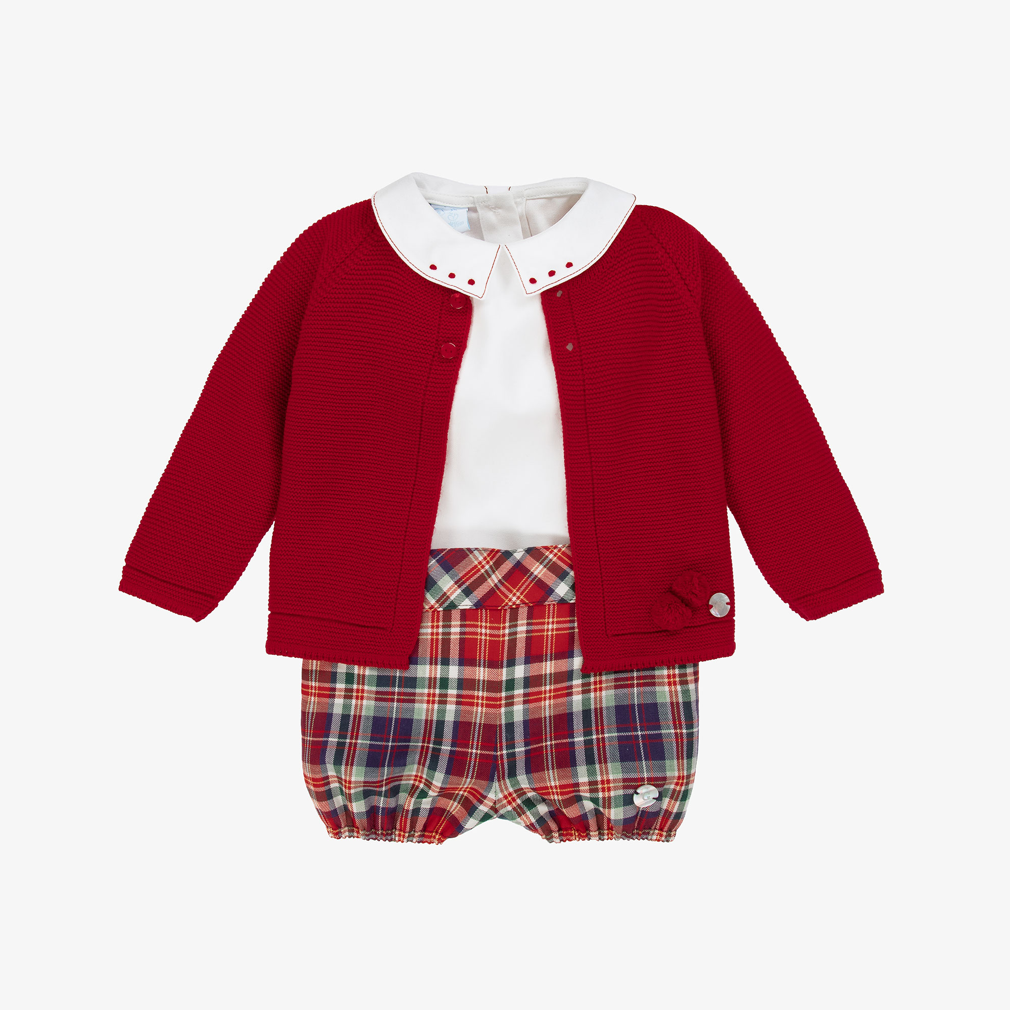 Artesanía Granlei Baby Boys Red Tartan Check Shorts Set
