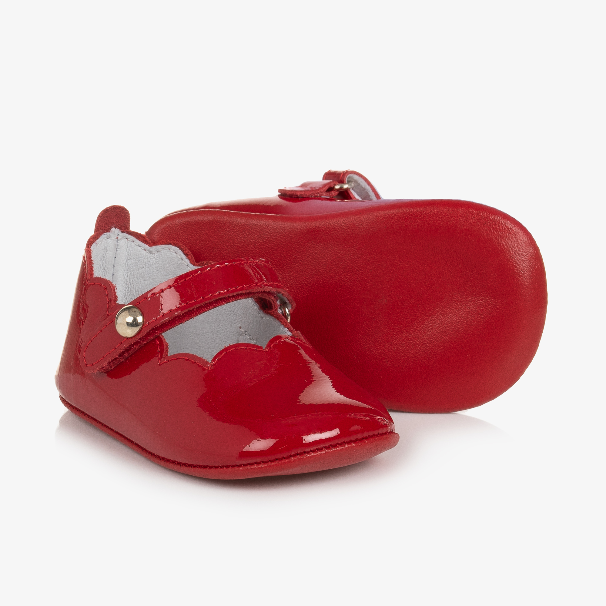 Beatrice George Baby Girls Red Leather Pre-Walker Shoes