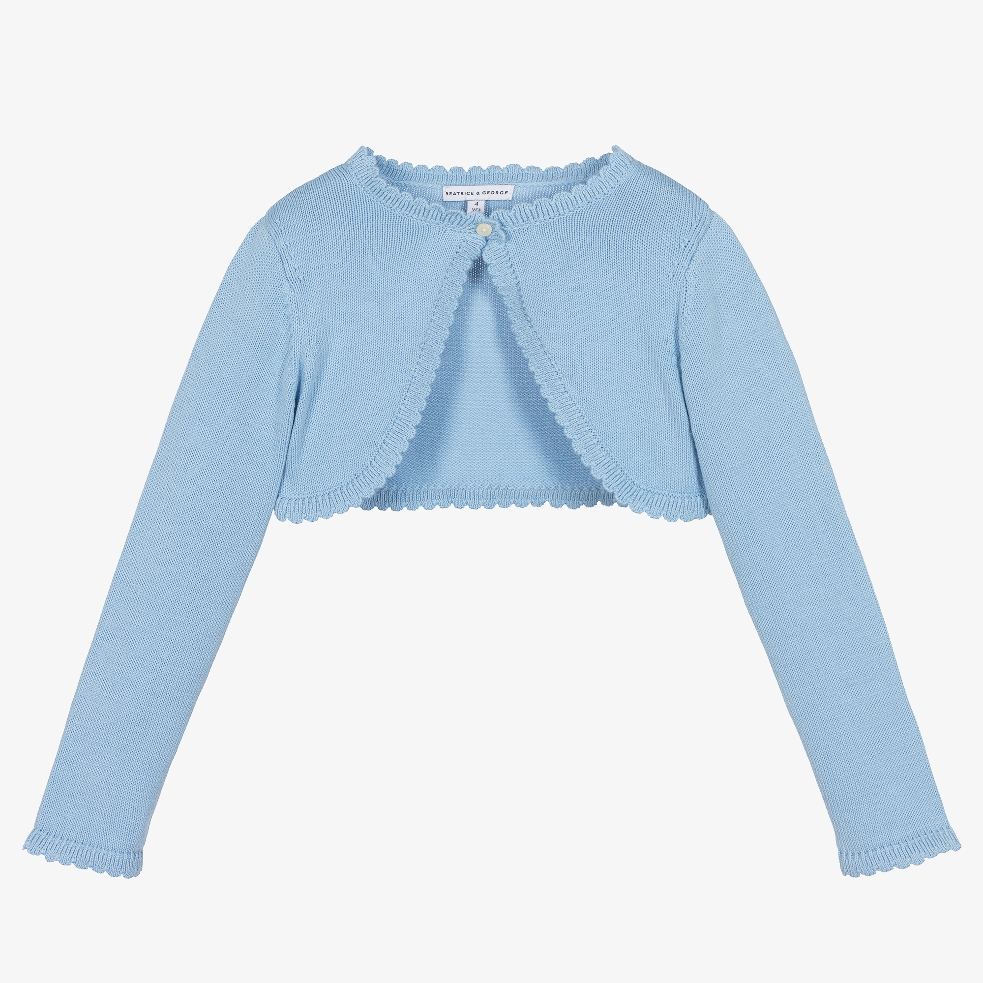 Beatrice George Girls Blue Cotton Knit Bolero Cardigan