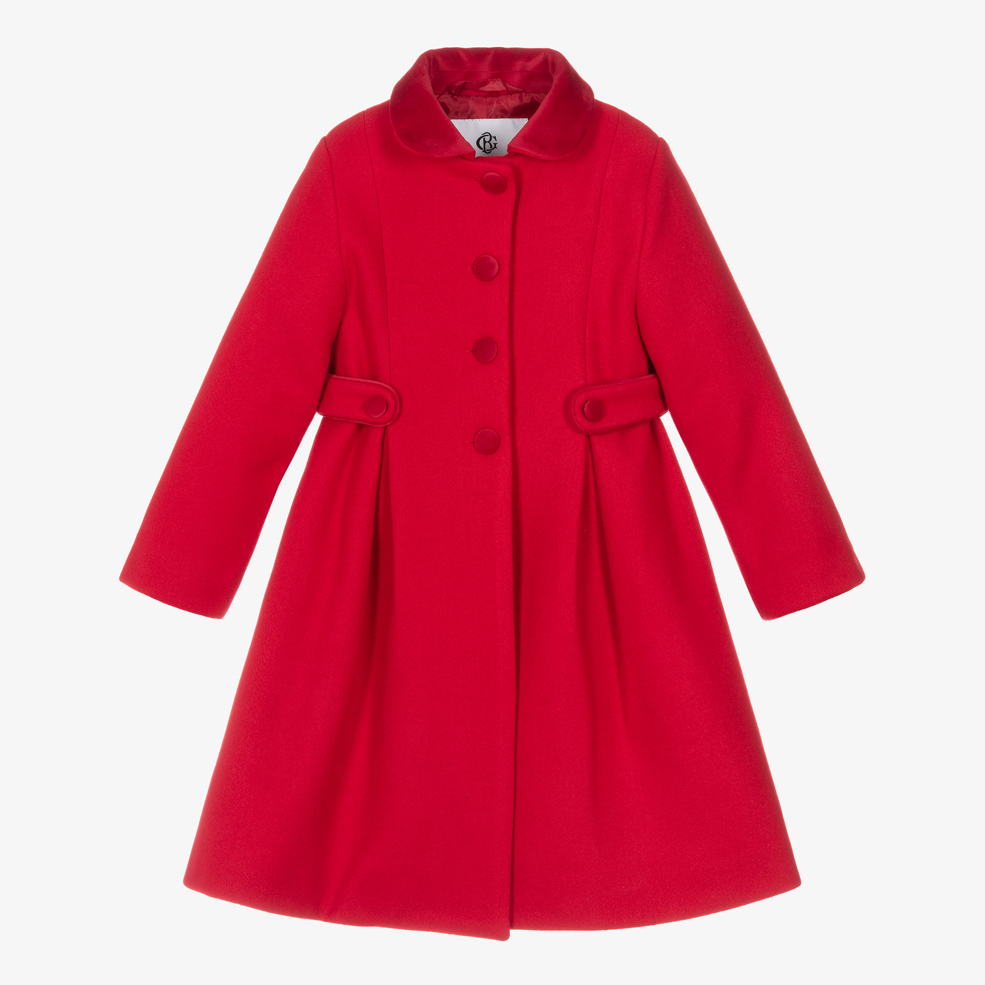 Beatrice George Girls Red Coat with Velvet Collar Childrensalon
