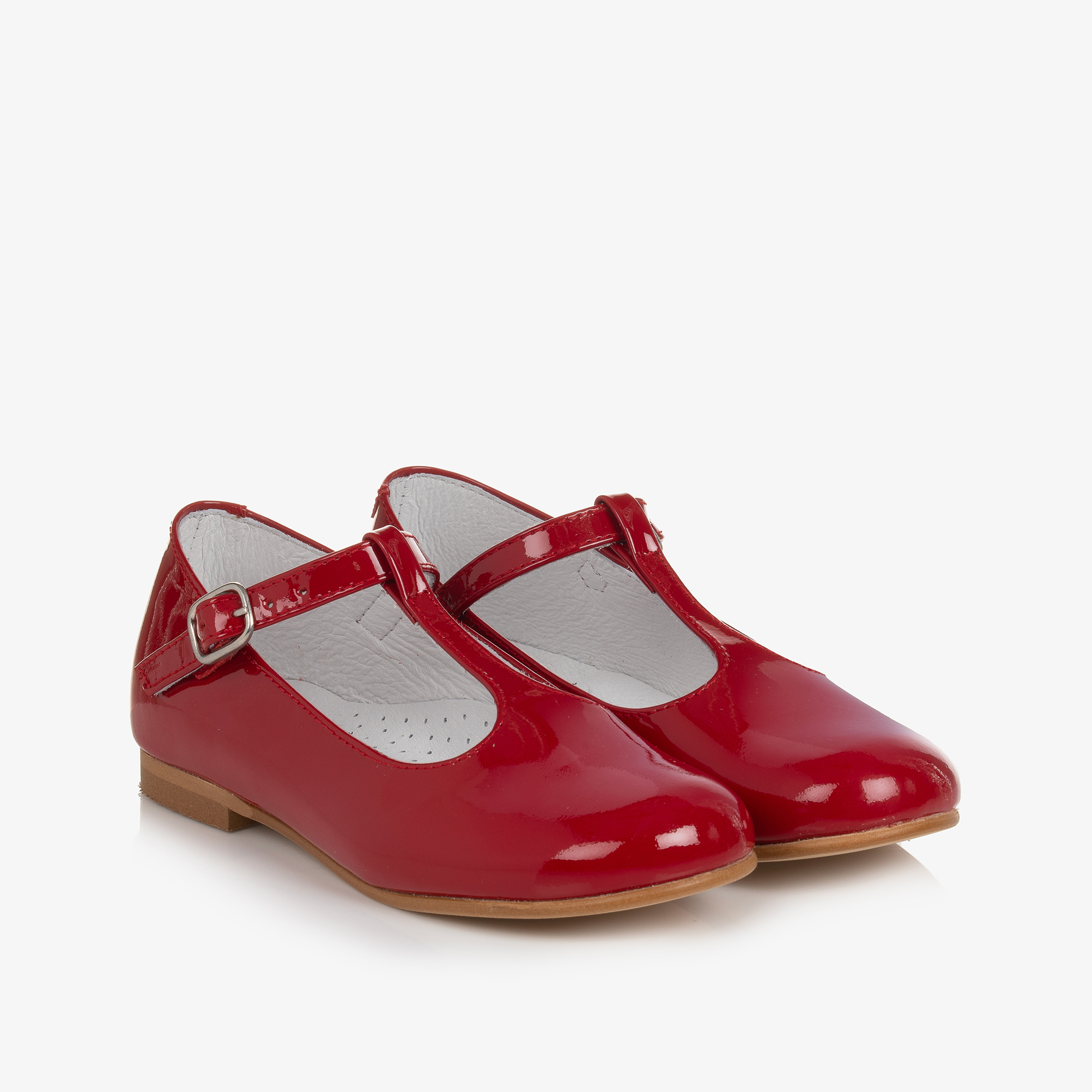 Beatrice George Girls Red Patent Leather T-Bar Shoes