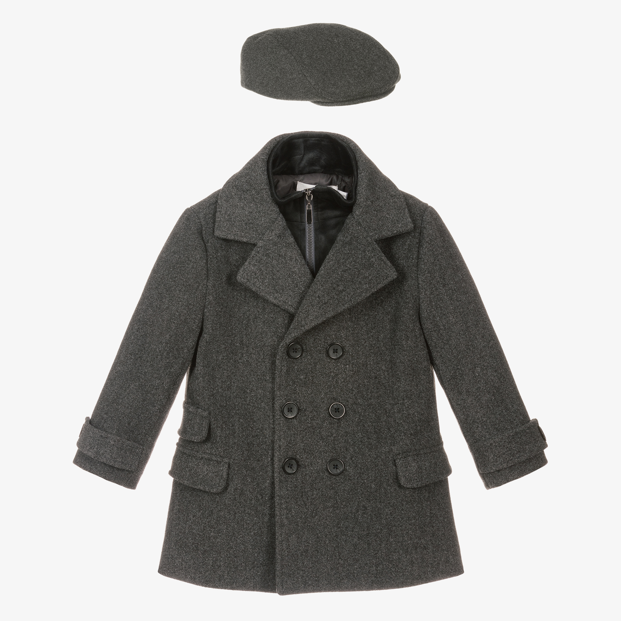 Beau KiD Boys Grey Coat Hat Set Childrensalon