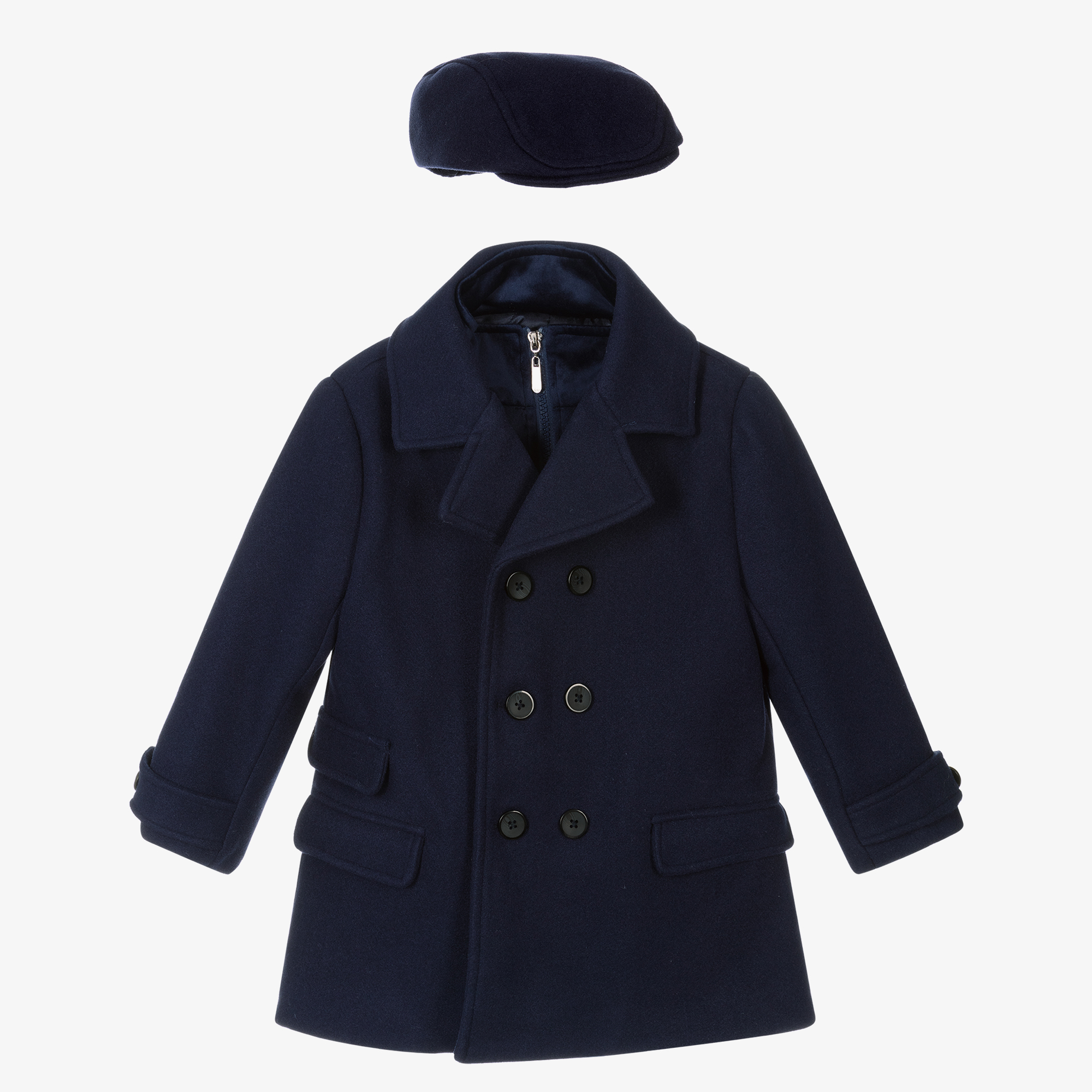 Beau KiD Boys Navy Blue Coat Hat Set Childrensalon
