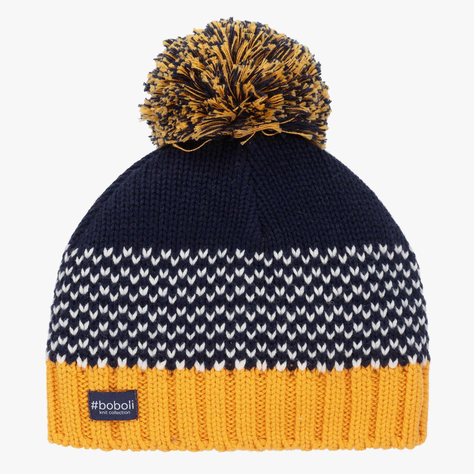 Boboli Boys Blue Cotton Wool Pom-Pom Hat