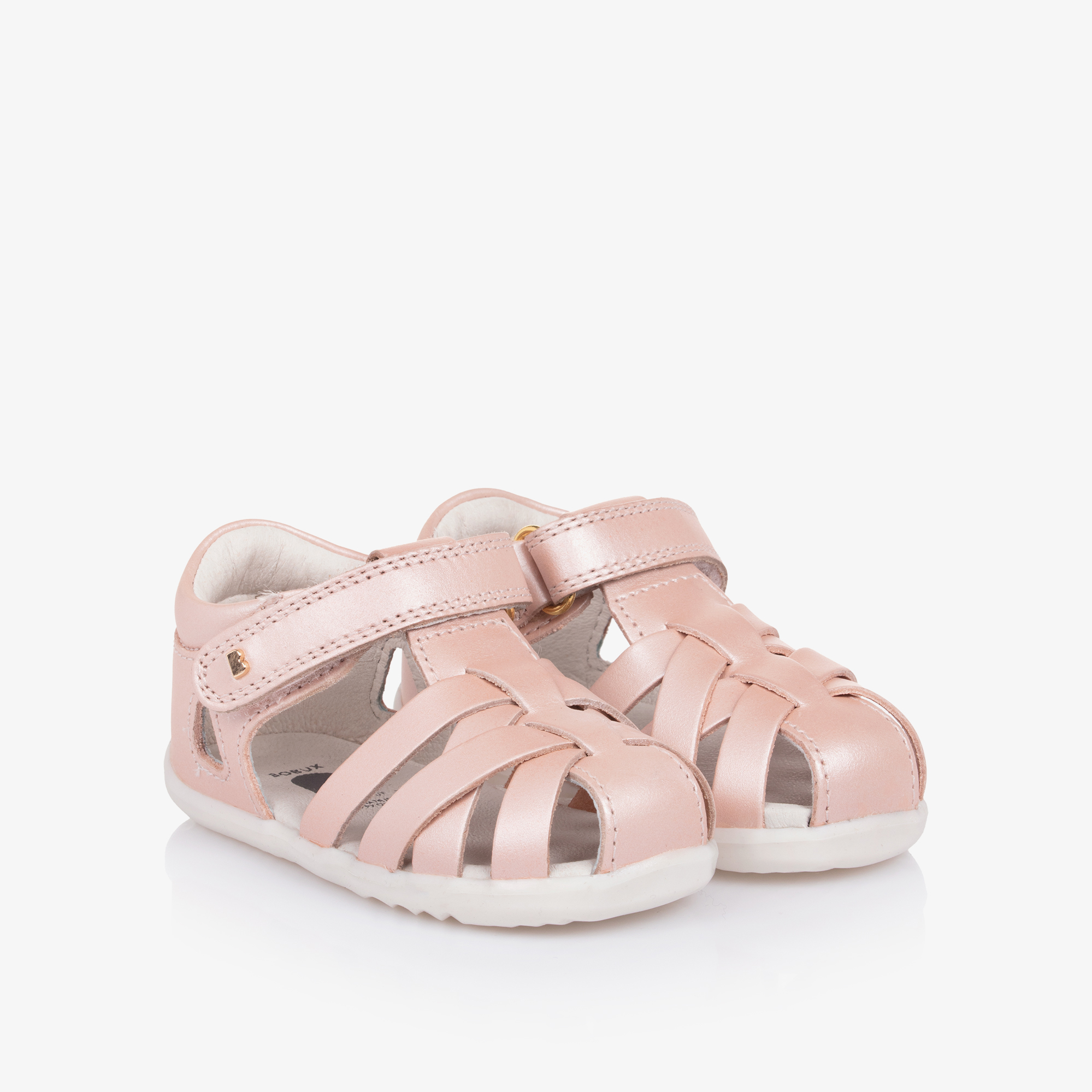 Bobux Step Up - Girls Pink Leather First Walker Velcro Sandals |  Childrensalon