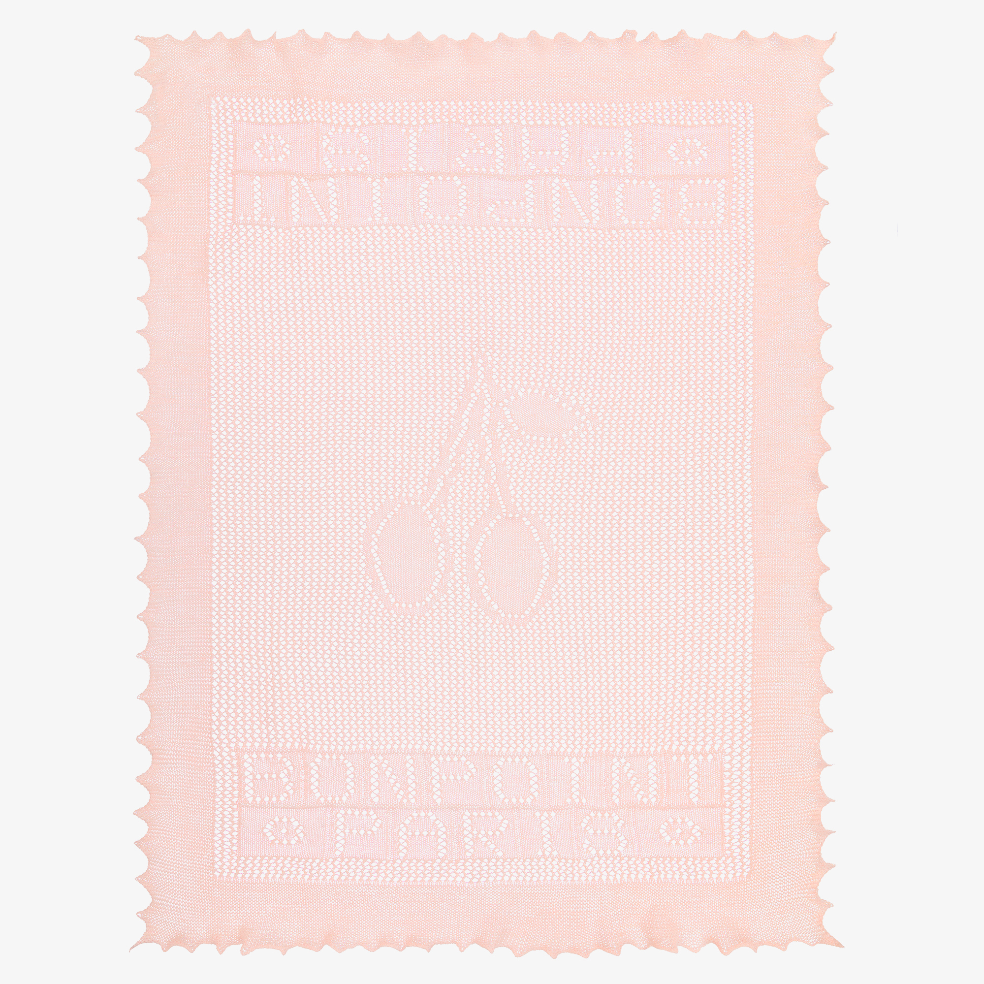 Bonpoint - Baby Girls Pink Scalloped Edge Knitted Blanket (90cm 