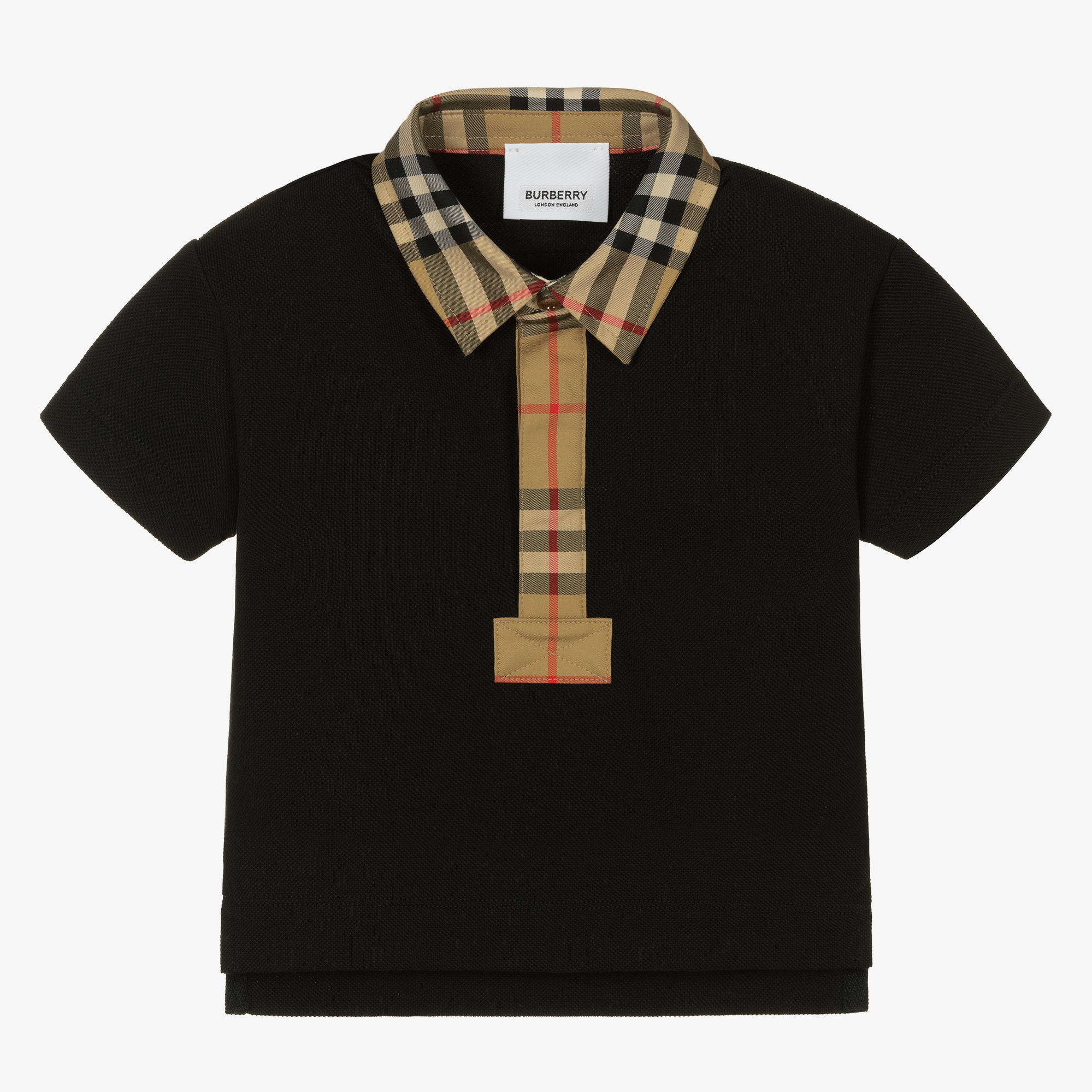 Burberry Baby Boys Black Logo Polo Shirt
