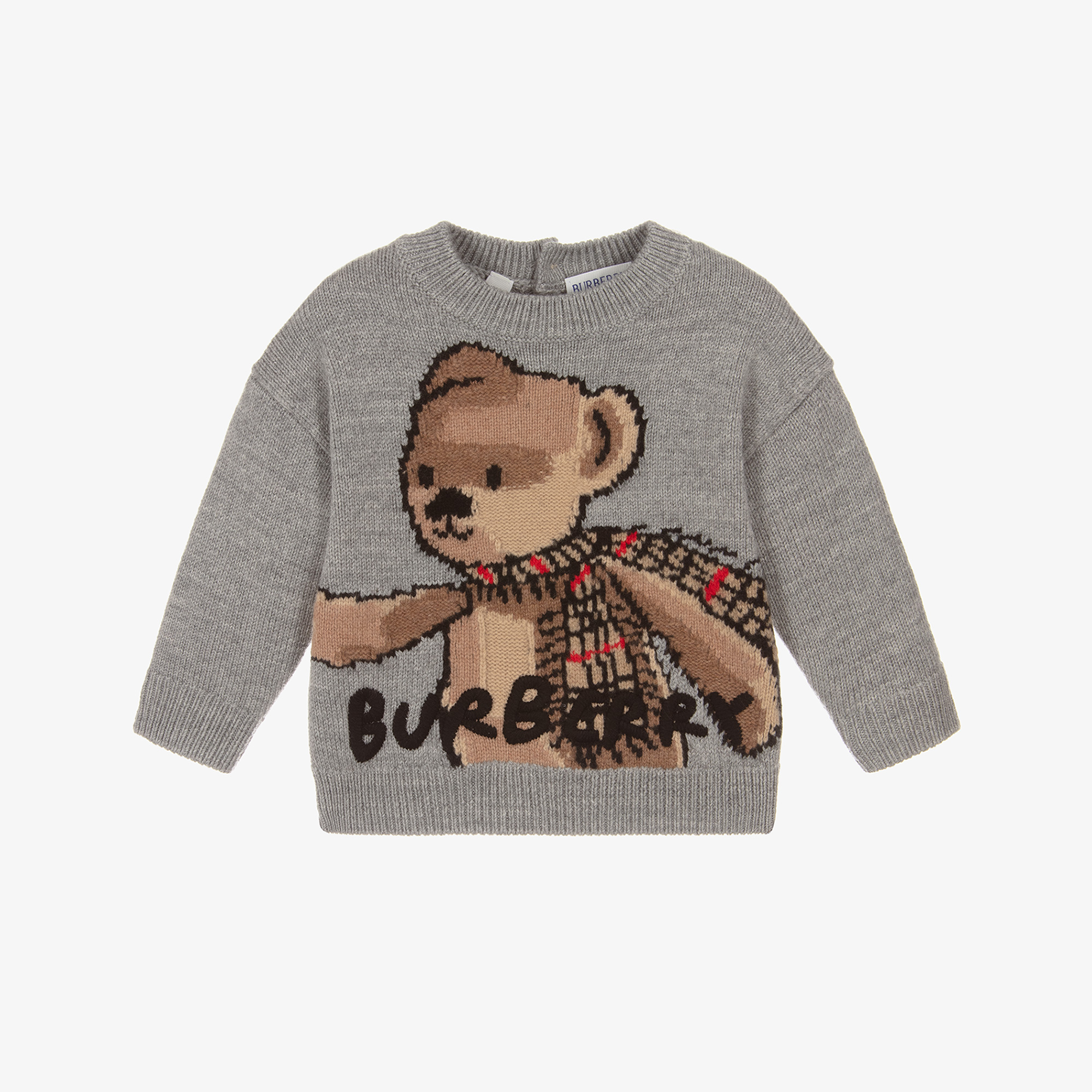 Burberry - Baby Boys Grey Wool Knit Thomas Bear Sweater