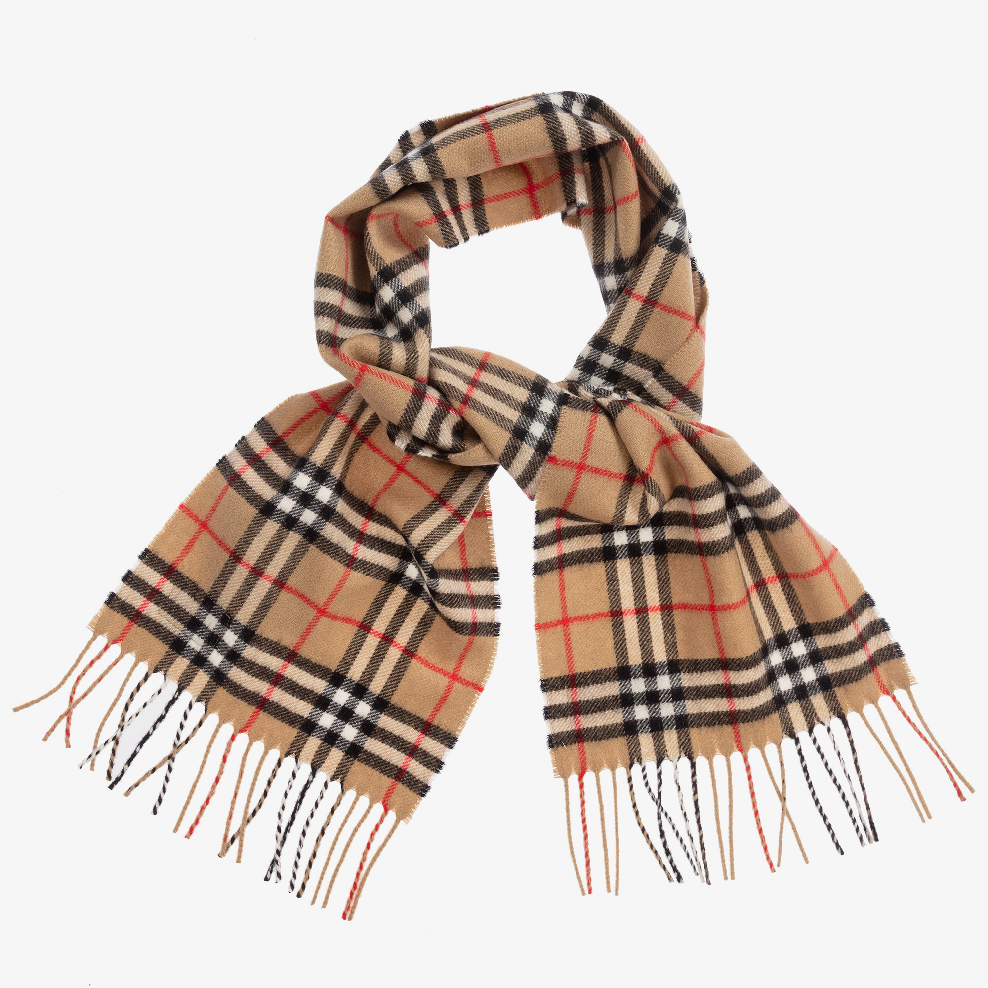 Burberry Beige Check Pure Cashmere Scarf (125cm) Childrensalon