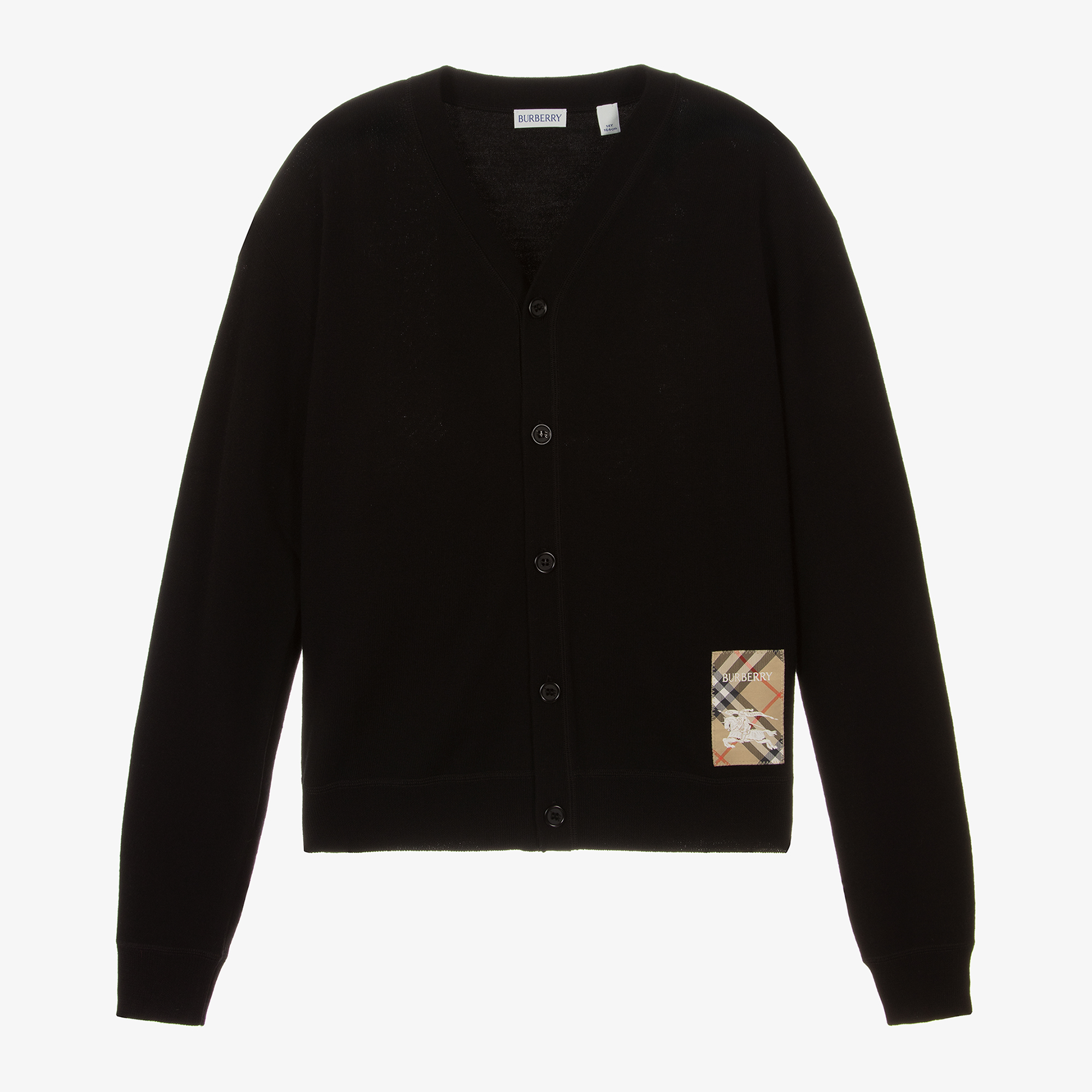 Burberry - Black EKD Wool Knit Cardigan | Childrensalon