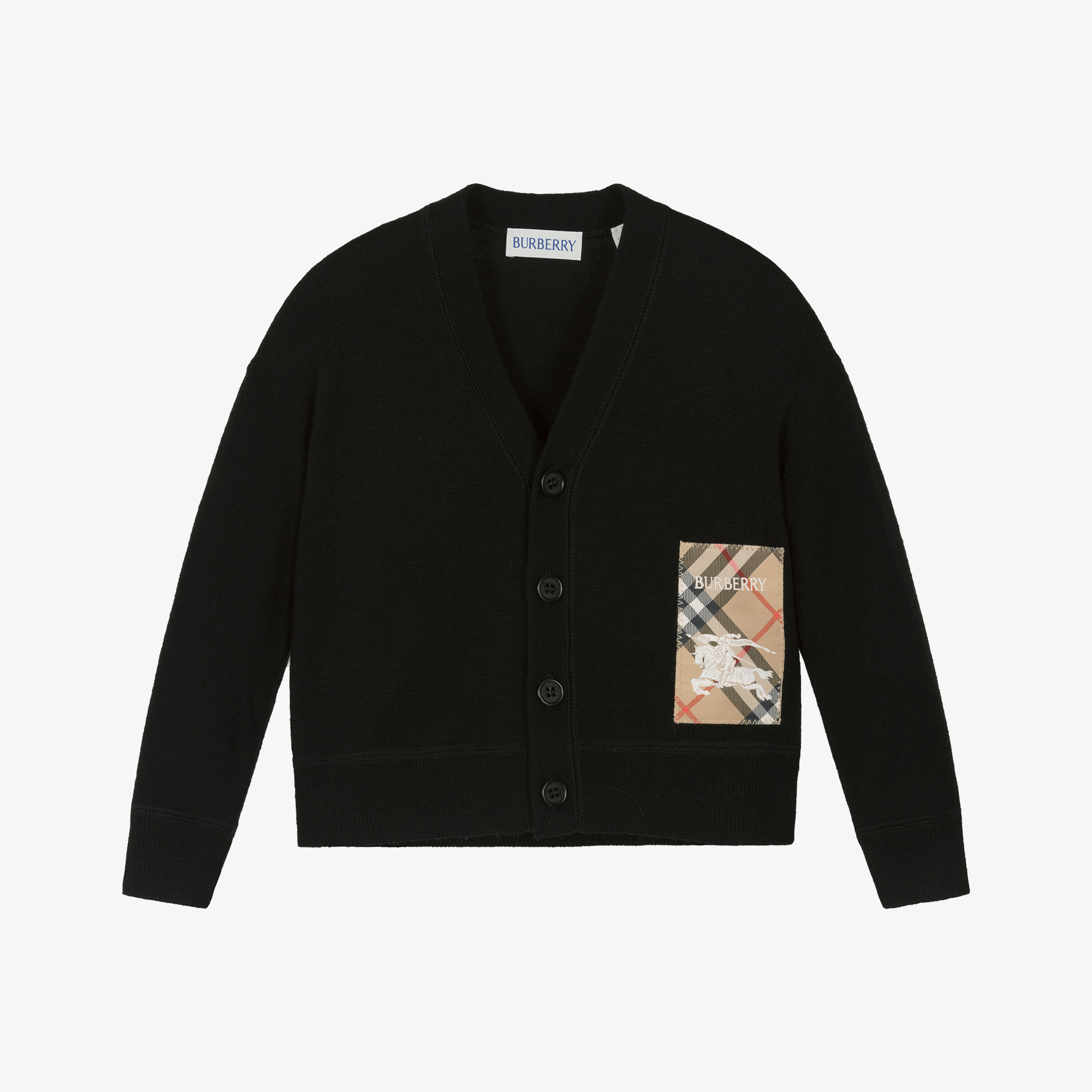 Burberry - Black Wool Knit Baby Cardigan | Childrensalon