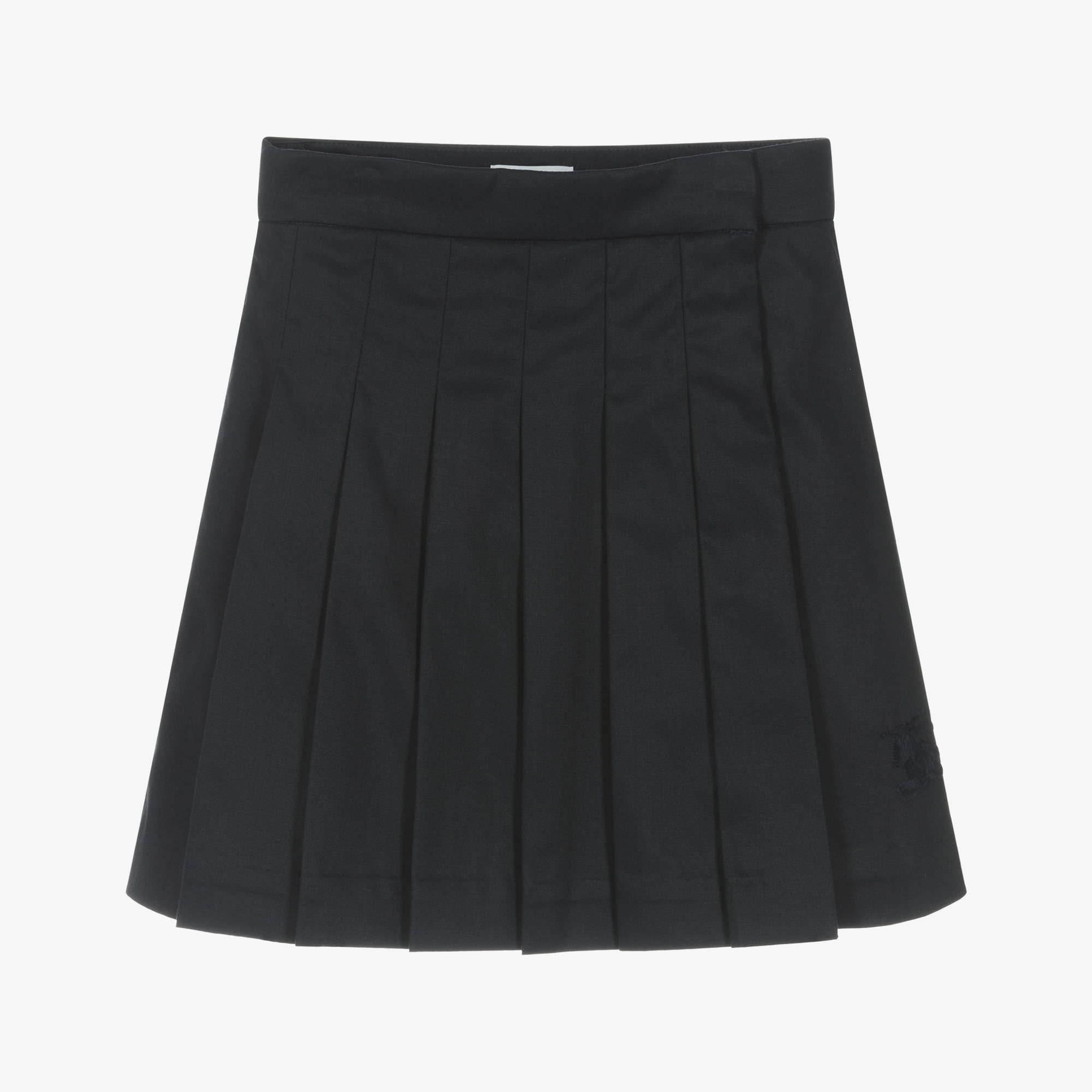 Burberry - Girls Blue Cotton Pleated Kilt-Style Skirt with