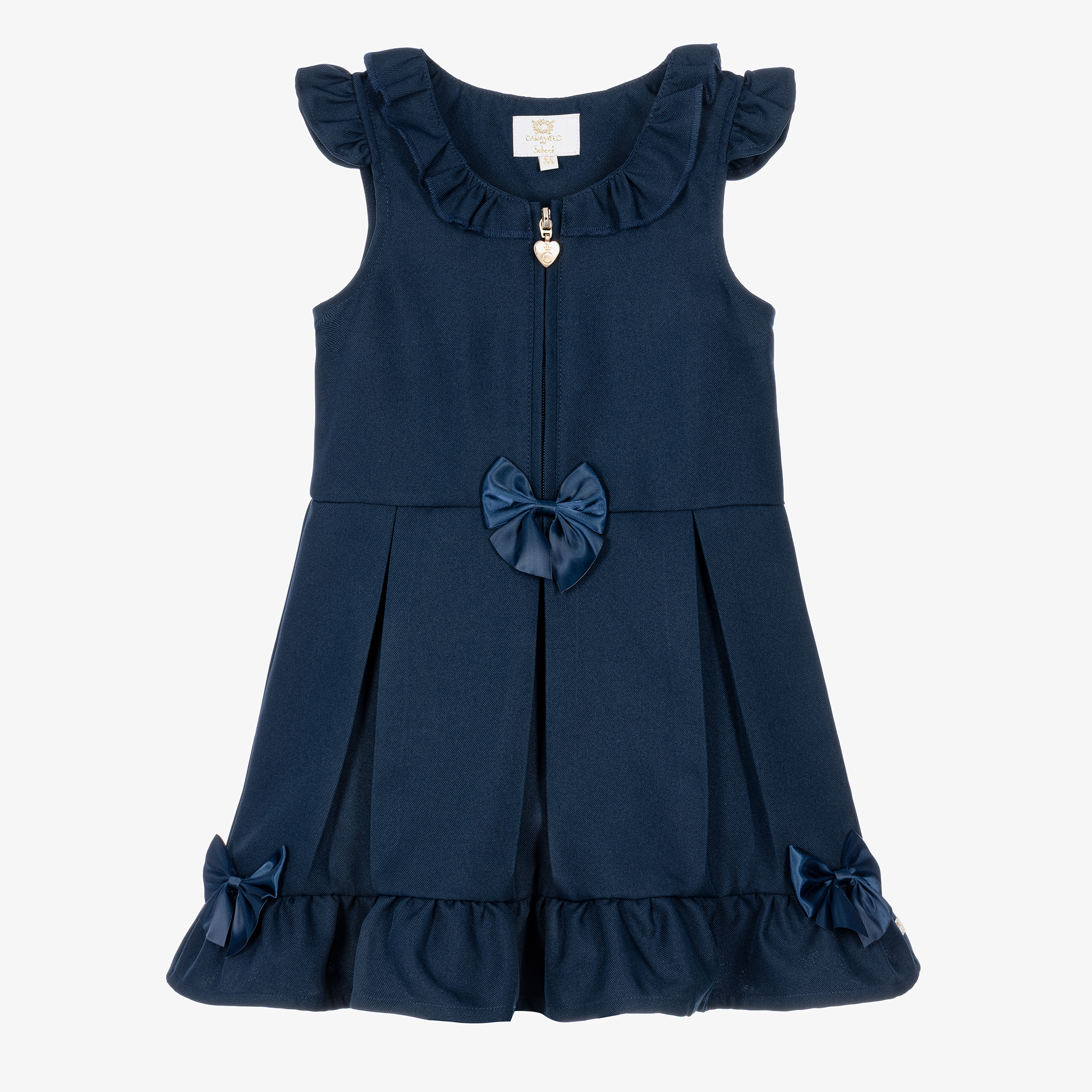 ladies navy pinafore dress Caramelo Kids - Girls Blue School with Bows Crafted with a pleated