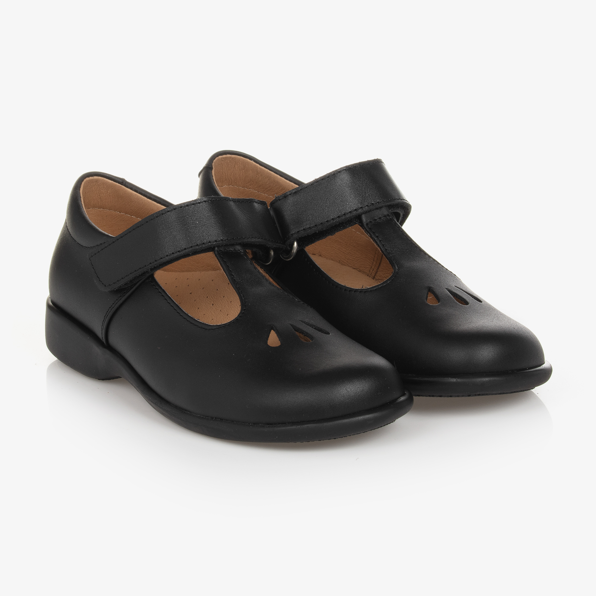 Children's Classics Girls Black Leather T-Bar Shoes Childrensalon