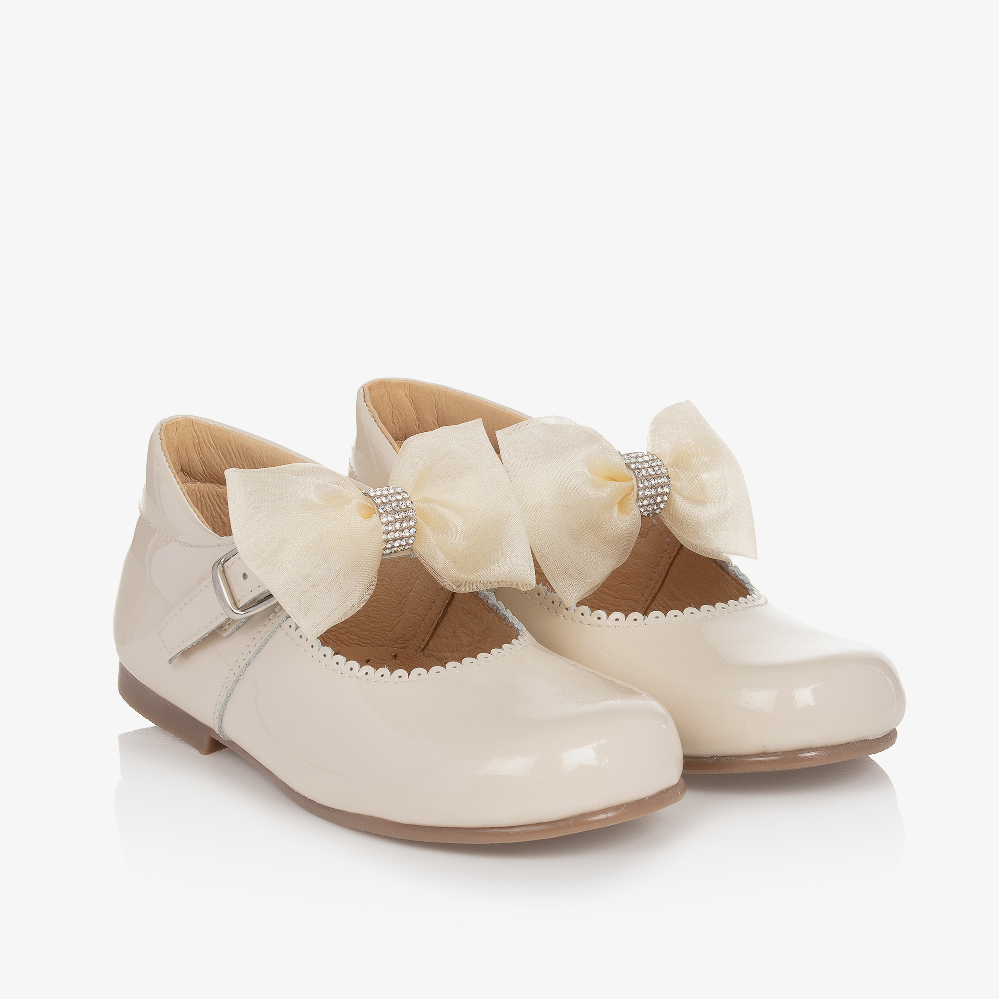Children's Classics Girls Ivory Patent Bow Shoes Childrensalon