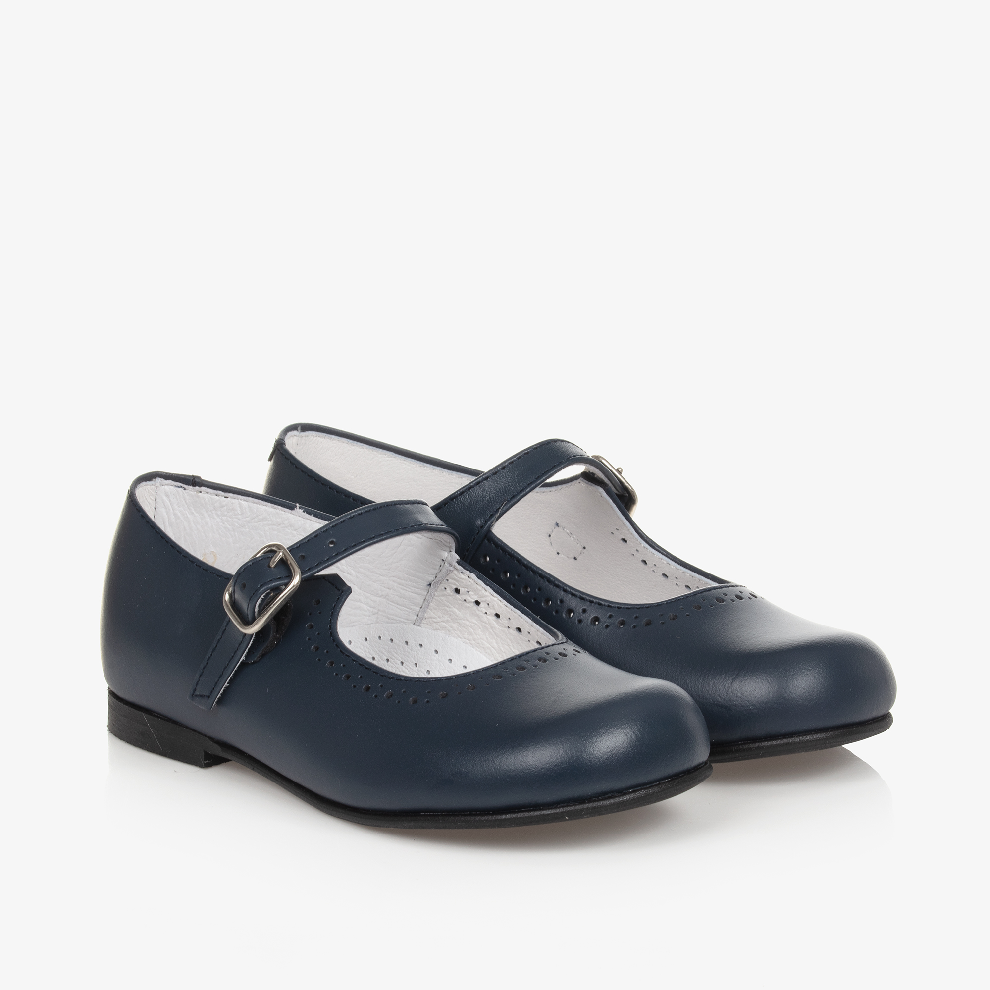 Children's Classics Girls Navy Blue Leather Shoes