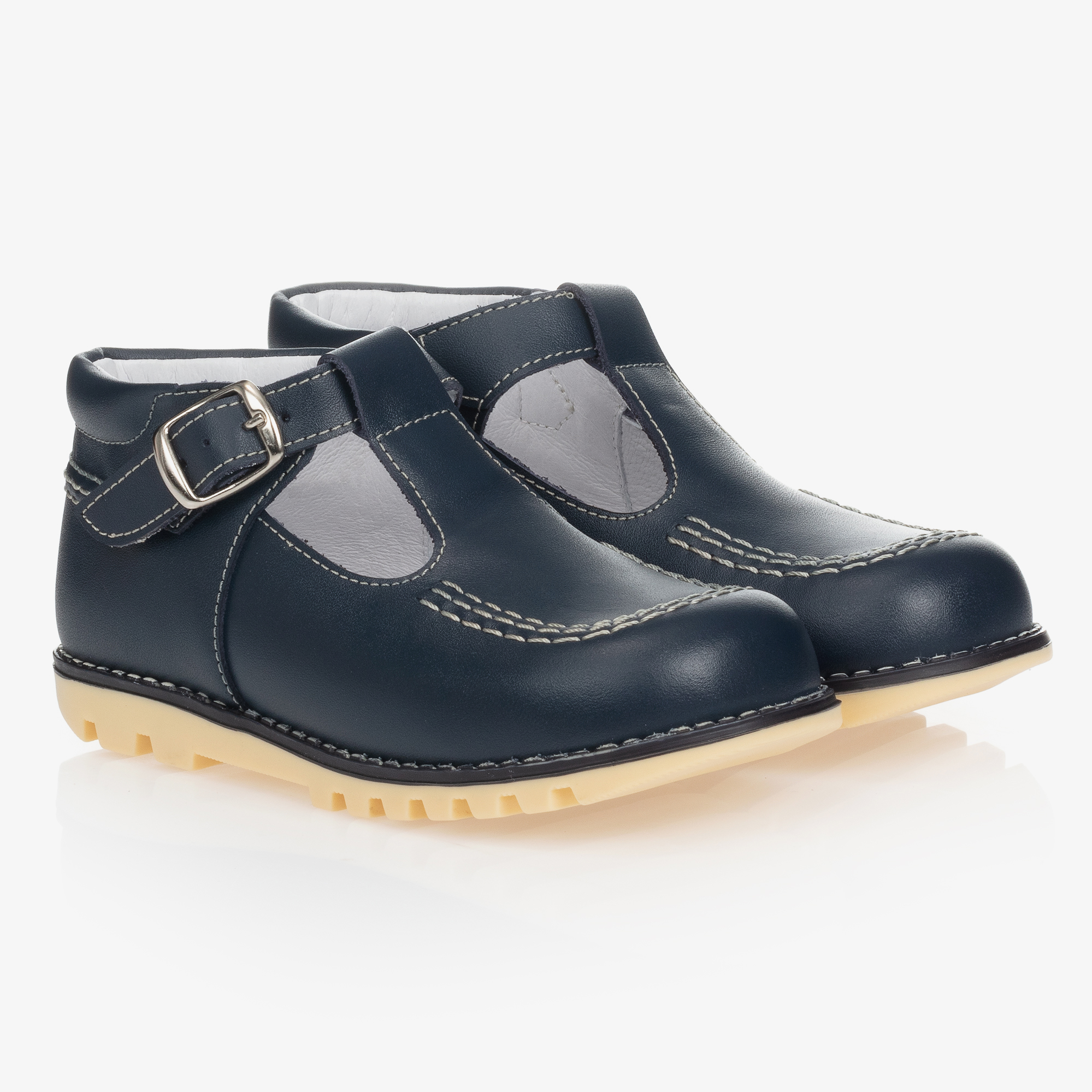 Children's Classics Navy Blue Leather T-Bar Shoes