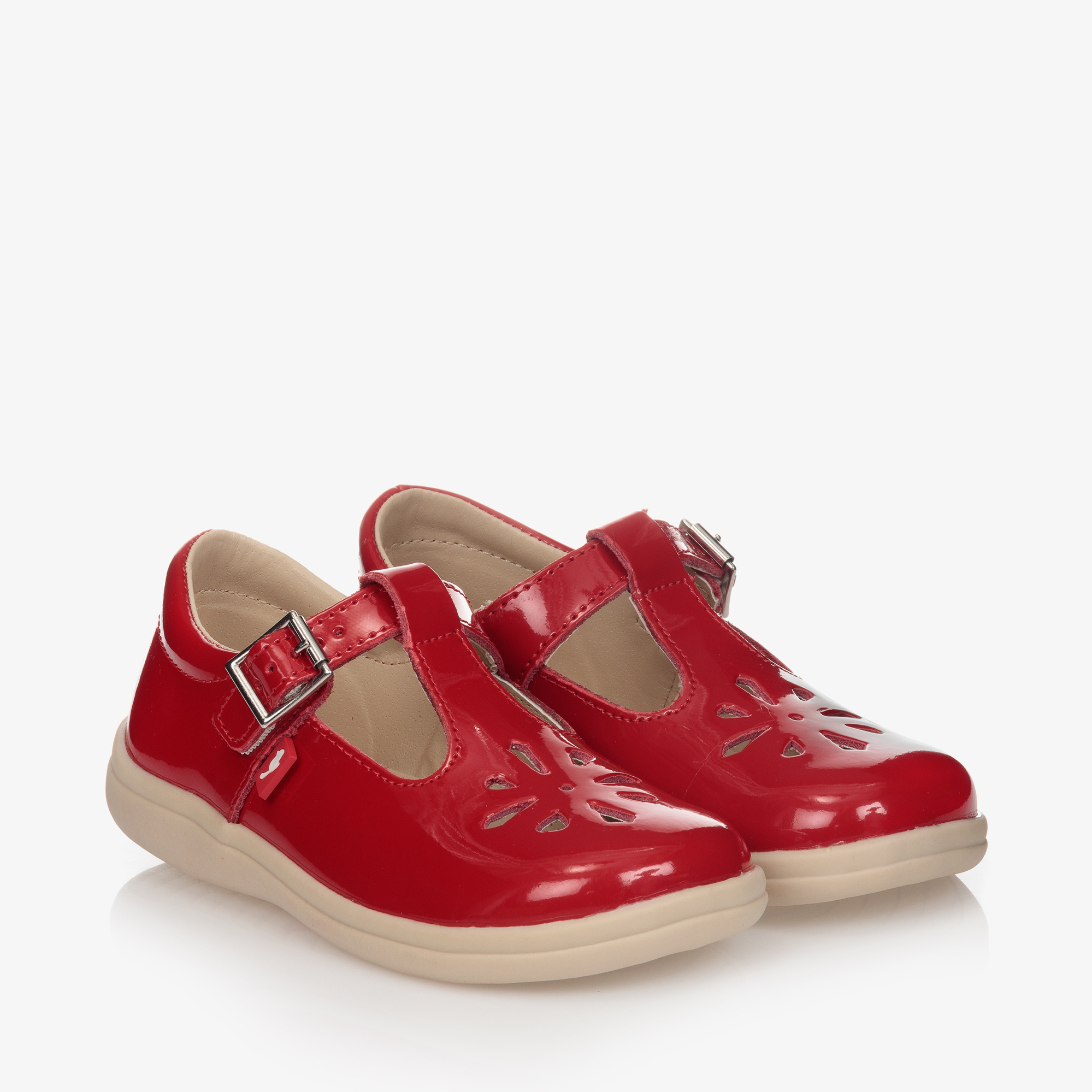 Chipmunks Girls Red Leather T-Bar Shoes