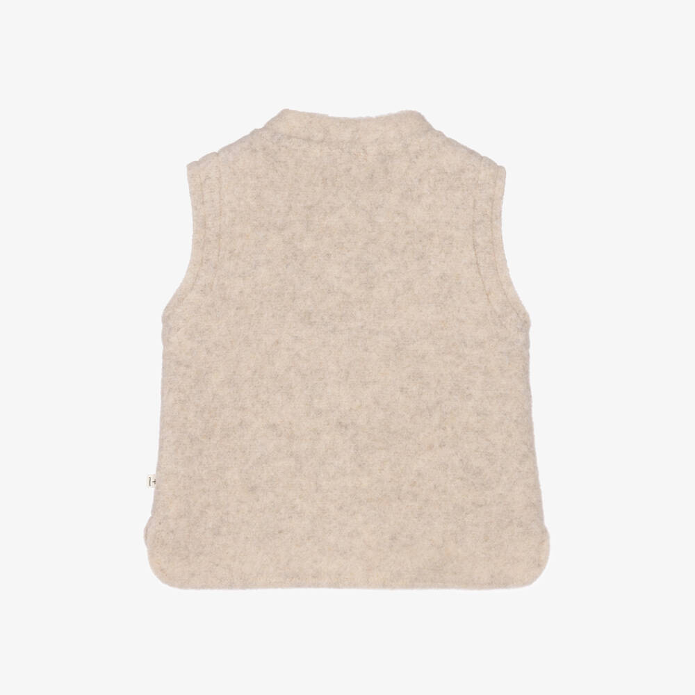1 + in the family-Baby Beige Fluffy Fleece Gilet | Childrensalon