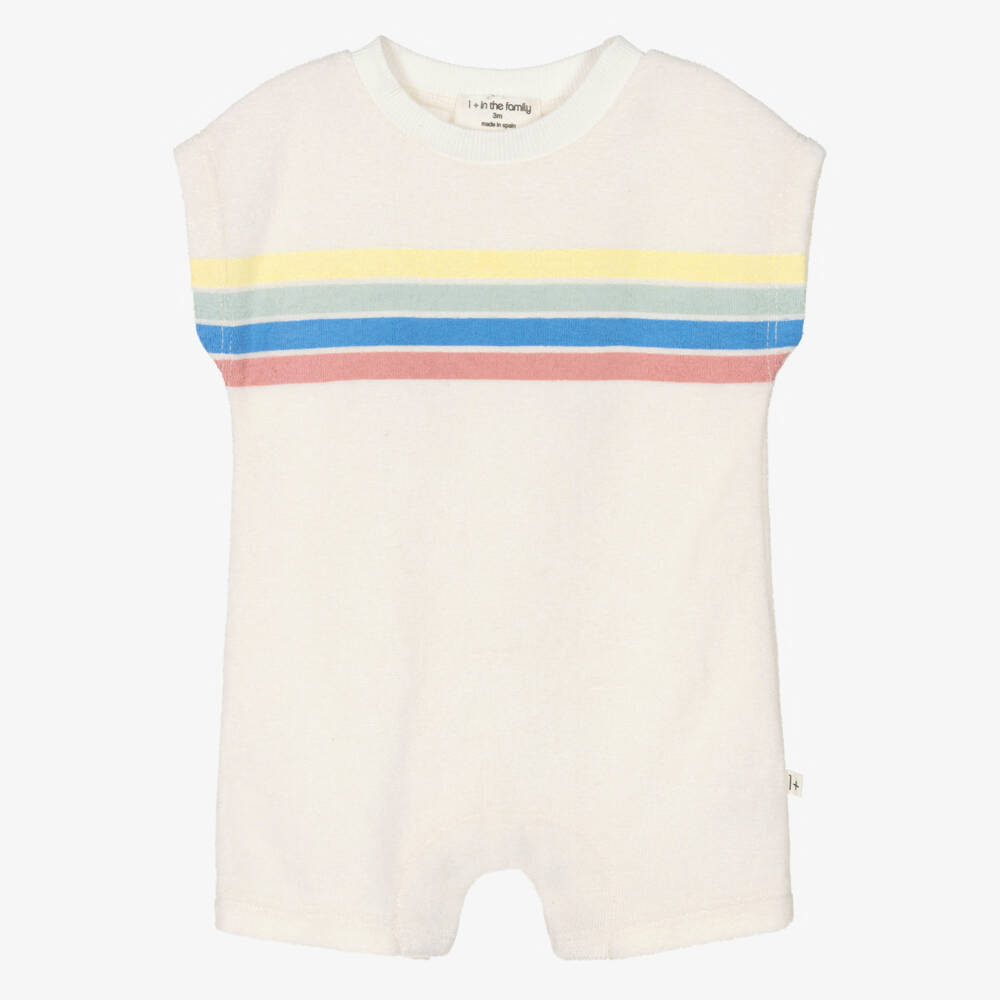 1 + in the family-Baby Boys Ivory Cotton Towelling Shortie | Childrensalon