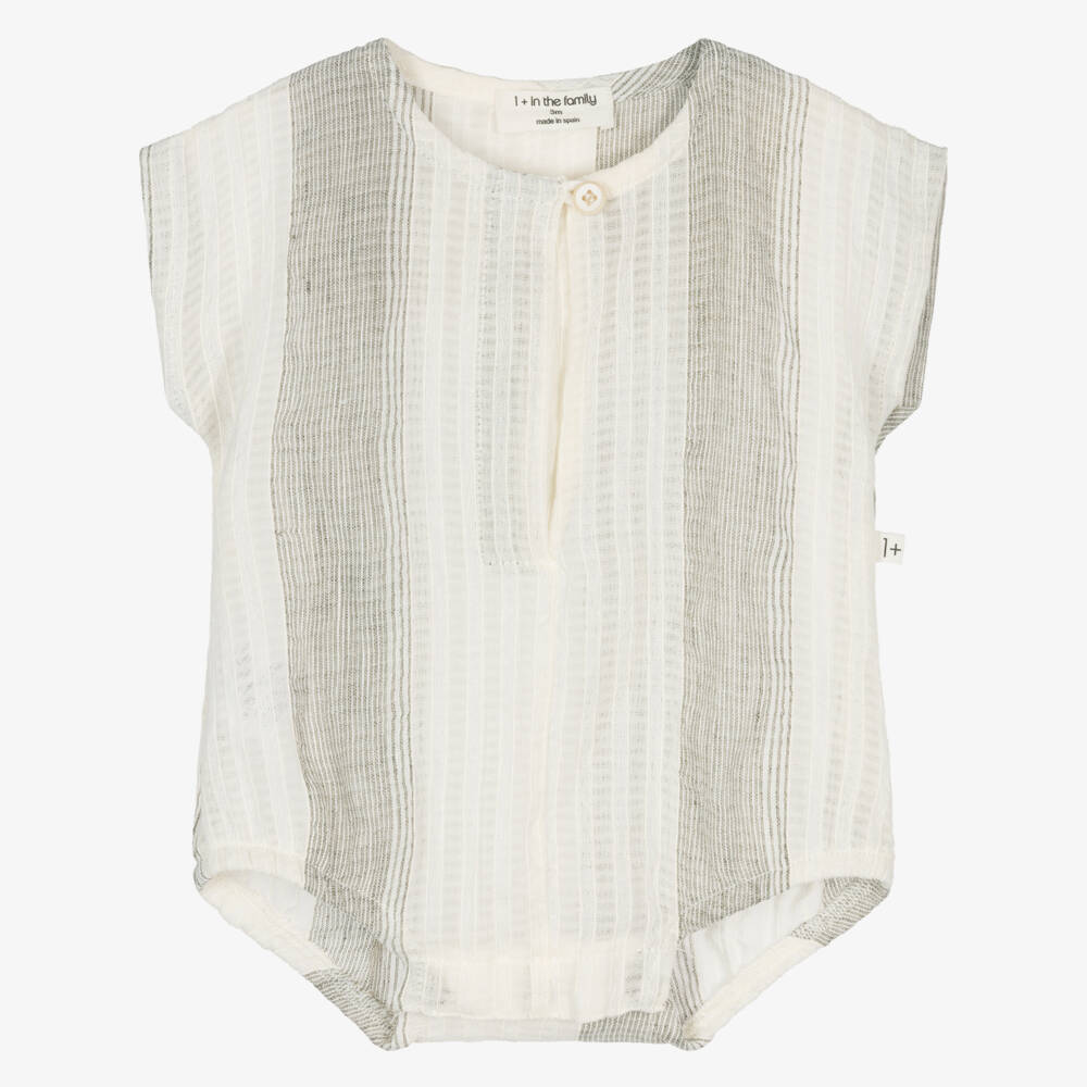 1 + in the family-Baby Boys Ivory & Grey Striped Shortie | Childrensalon