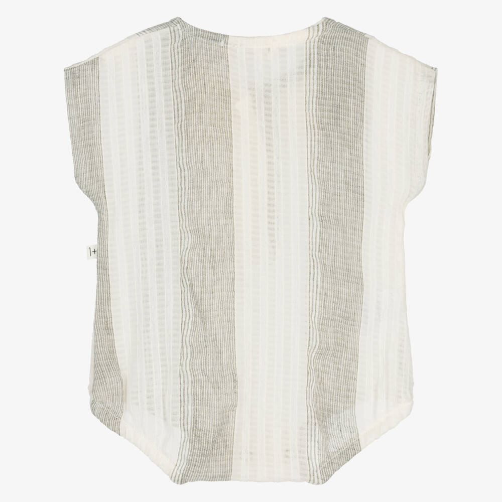 1 + in the family-Baby Boys Ivory & Grey Striped Shortie | Childrensalon