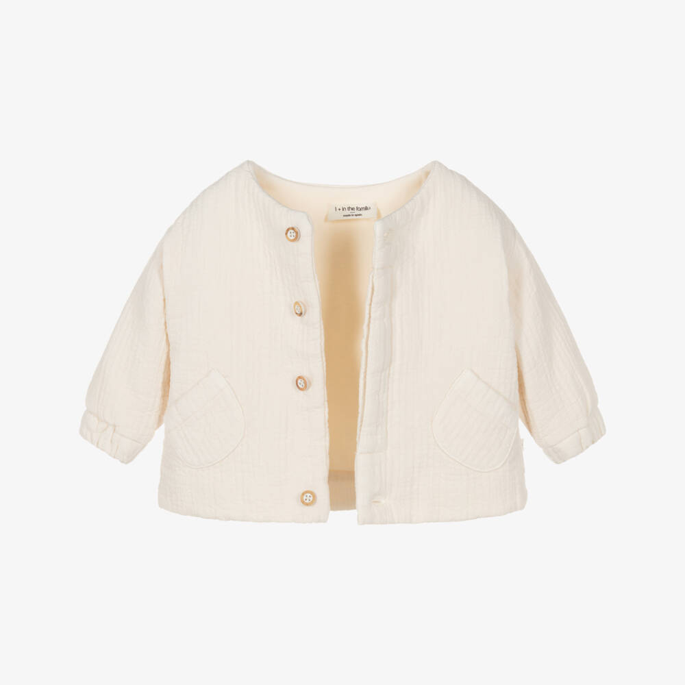 1 + in the family-Baby Boys Ivory Organic Cotton Jacket | Childrensalon