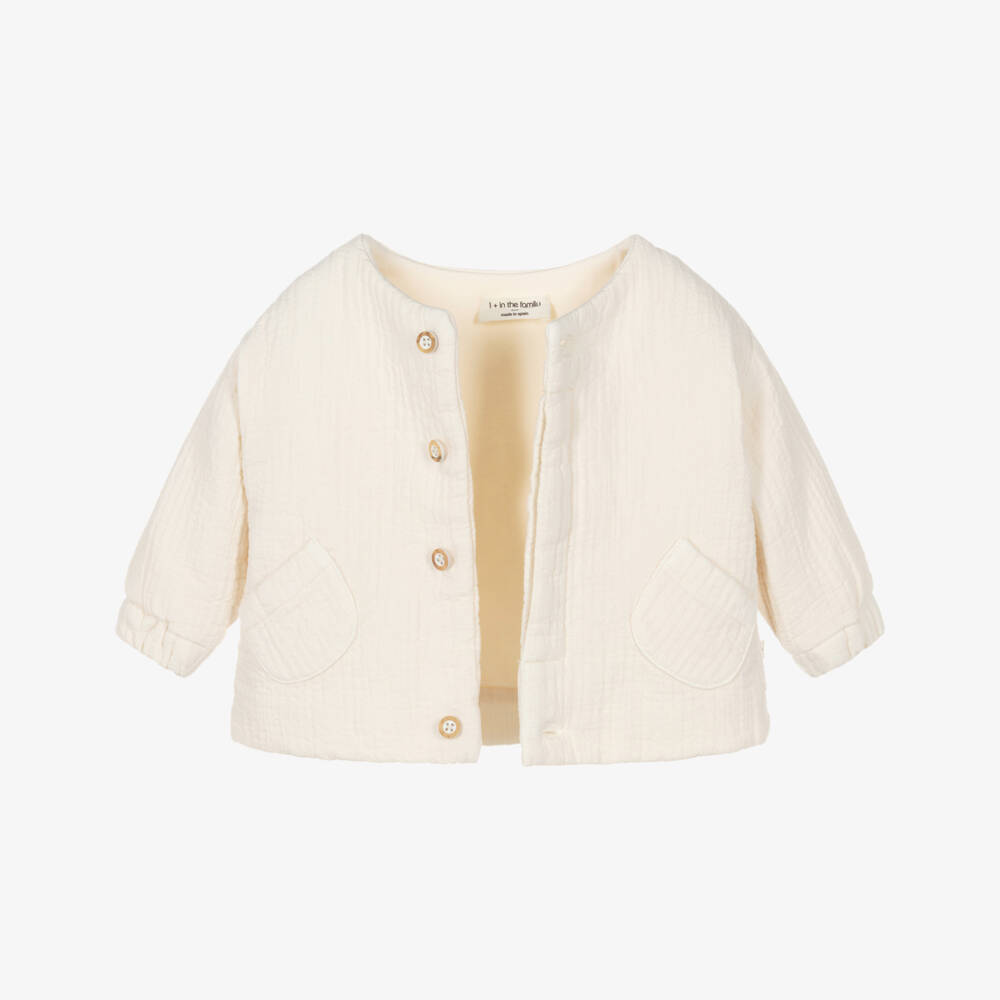 1 + in the family-Baby Boys Ivory Organic Cotton Jacket | Childrensalon
