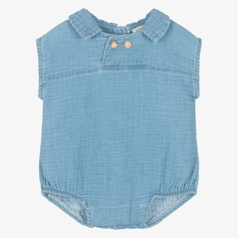 1 + in the family-Baby Boys Light Blue Chambray Shortie | Childrensalon