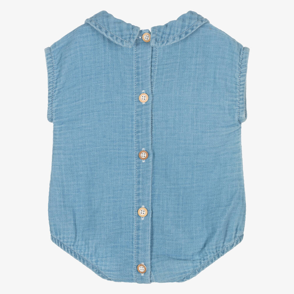 1 + in the family-Baby Boys Light Blue Chambray Shortie | Childrensalon