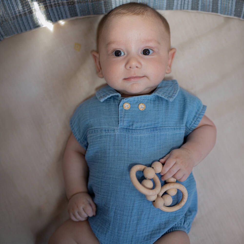 1 + in the family-Baby Boys Light Blue Chambray Shortie | Childrensalon