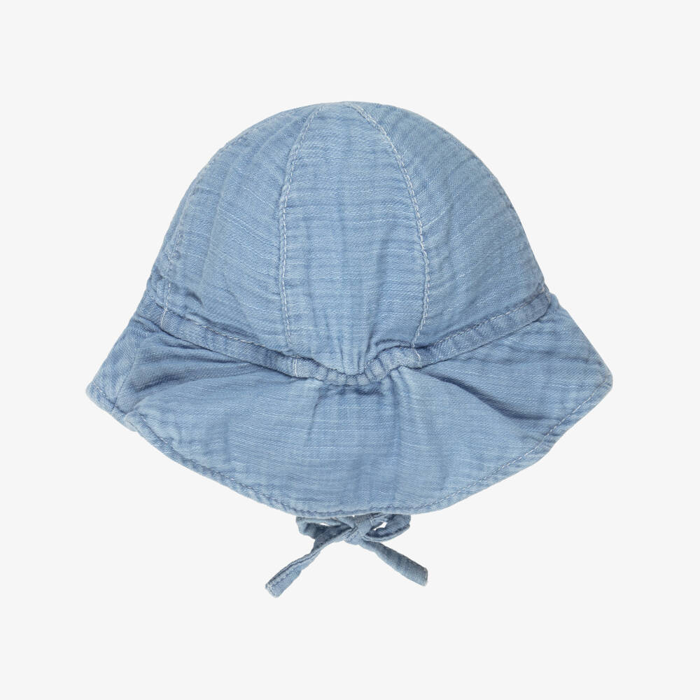 1 + in the family-Baby Boys Light Blue Cotton Chambray Sun Hat | Childrensalon