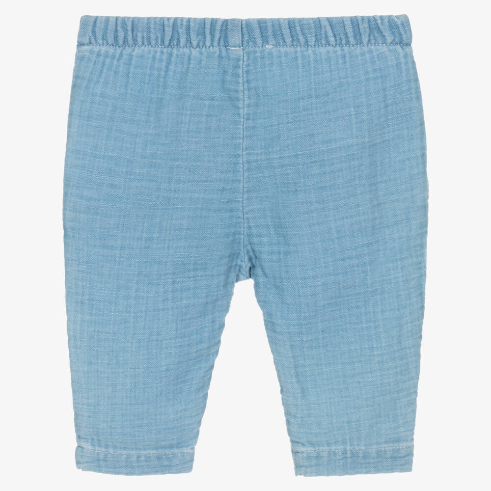 1 + in the family-Baby Boys Light Blue Cotton Trousers | Childrensalon