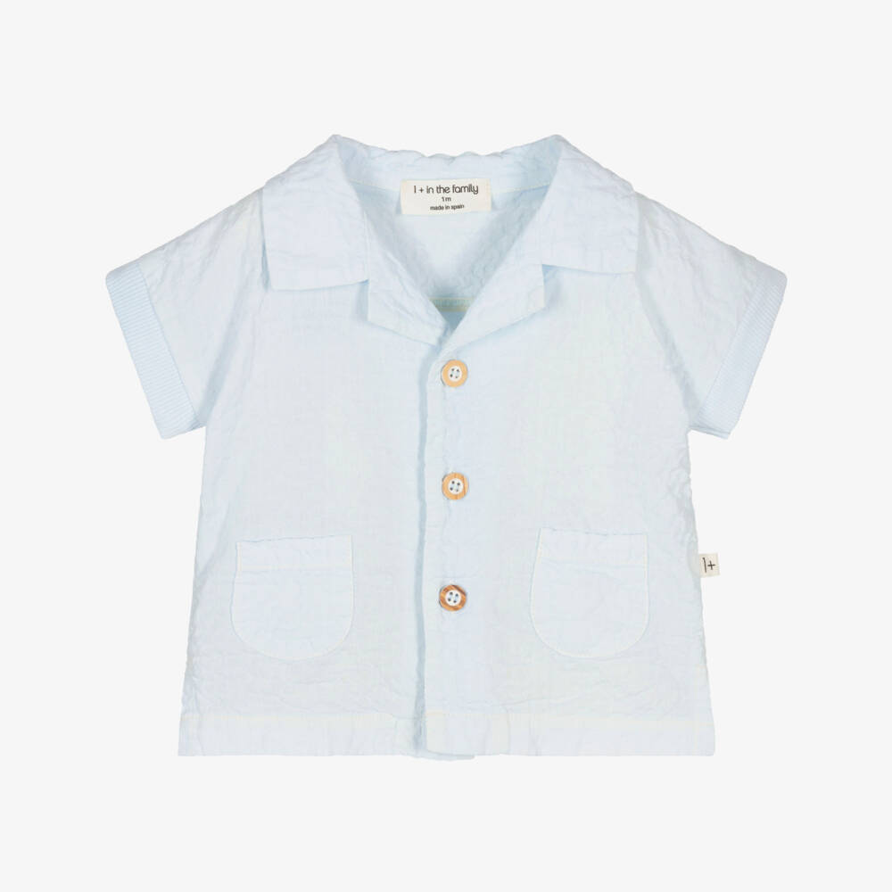 1 + in the family-قميص قطن لون أزرق فاتح للأولاد الرضع | Childrensalon