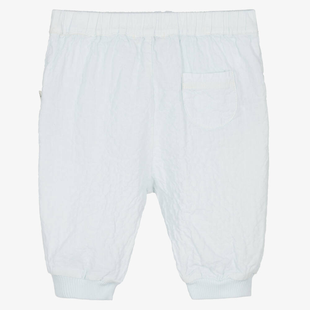 1 + in the family-Baby Boys Pale Blue Crinkle Cotton Trousers | Childrensalon