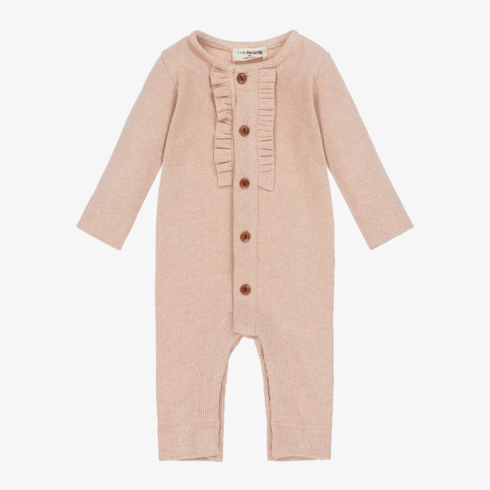 1 + in the family-Baby Girl Pink Ribbed Babygrow | Childrensalon