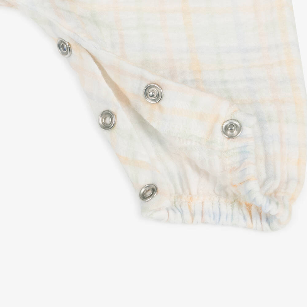 1 + in the family-Baby Girls Ivory Check Cotton Jumpsuit | Childrensalon