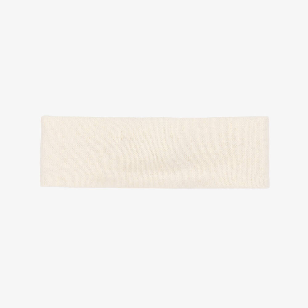 1 + in the family-Baby Girls Ivory Cotton Knit Bow Headband | Childrensalon
