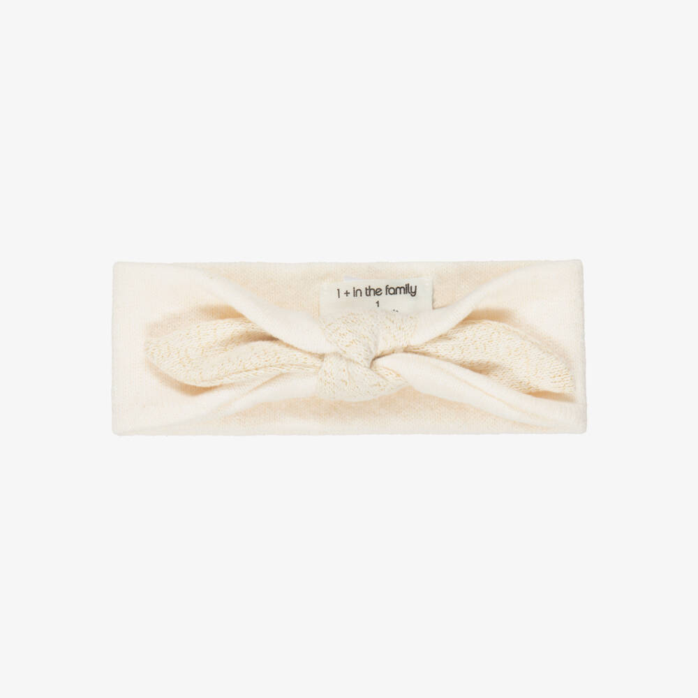 1 + in the family-Baby Girls Ivory Headband with Glittery Bow | Childrensalon