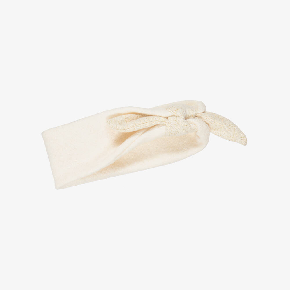 1 + in the family-Baby Girls Ivory Headband with Glittery Bow | Childrensalon