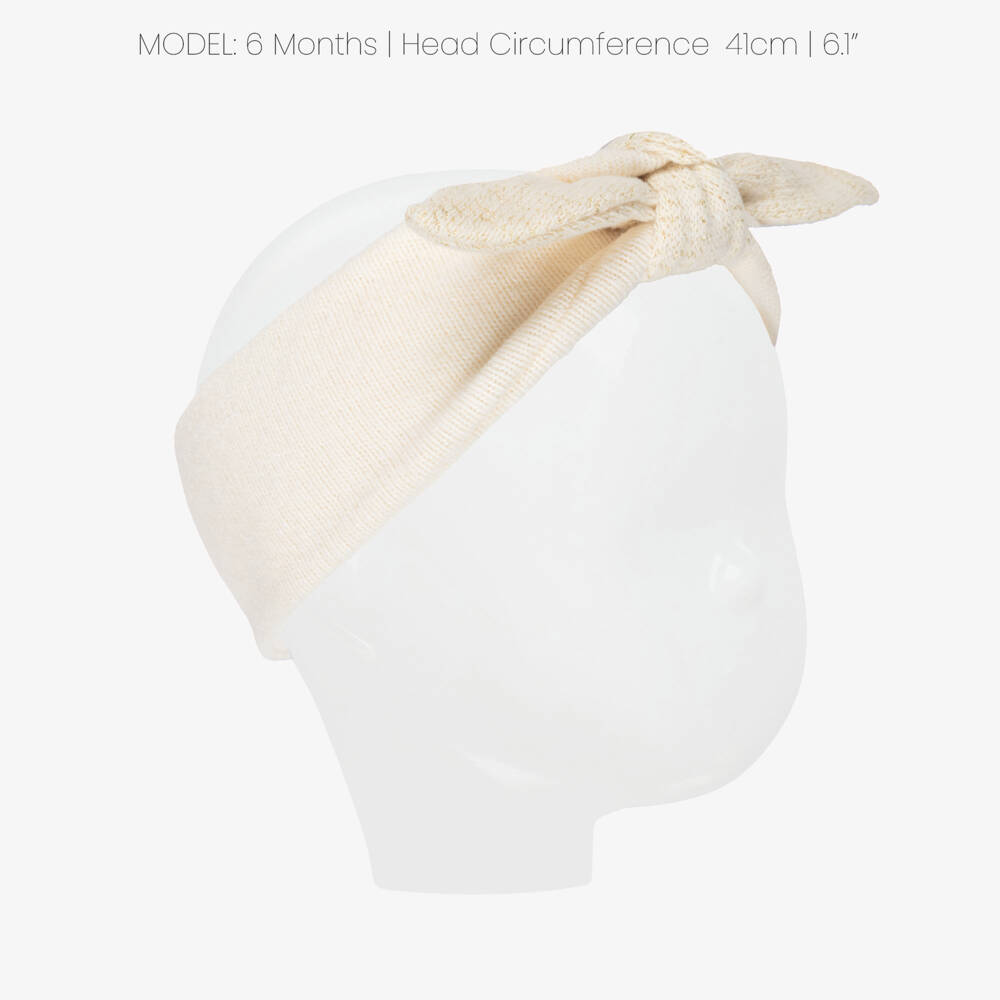 1 + in the family-Baby Girls Ivory Headband with Glittery Bow | Childrensalon