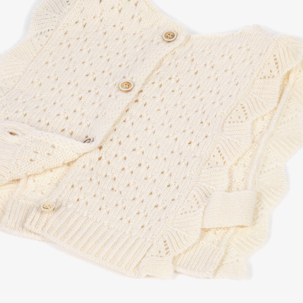 1 + in the family-Baby Girls Ivory Knitted Slipover with Open Sides | Childrensalon