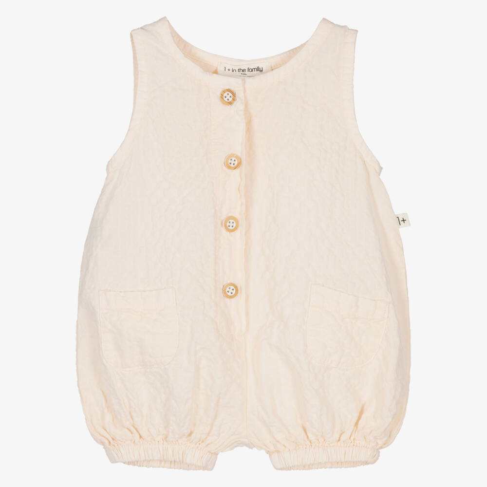 1 + in the family-Baby Girls Pale Pink Crinkle Cotton Shortie | Childrensalon