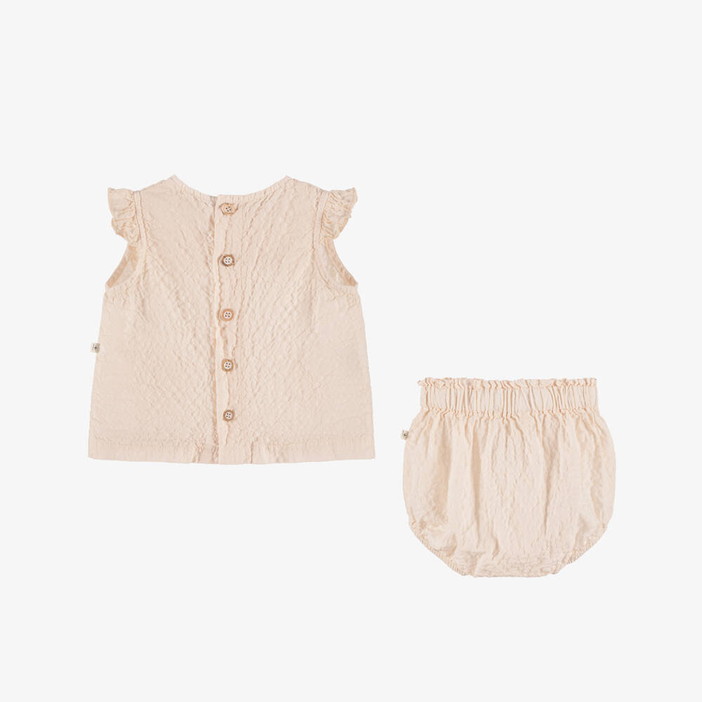 1 + in the family-Baby Girls Pale Pink Organic Cotton Shorts Set | Childrensalon