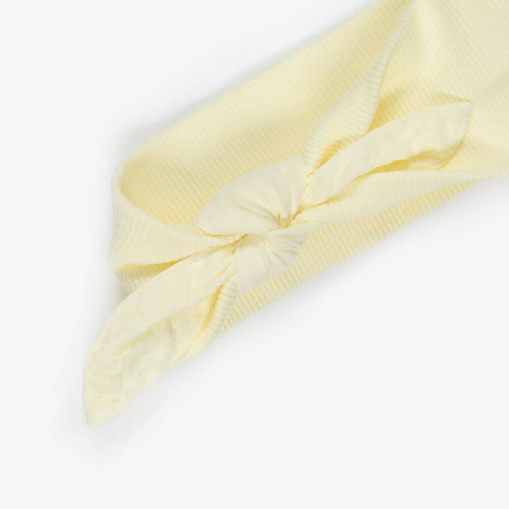 1 + in the family-Baby Girls Pastel Yellow Cotton Bow Headband | Childrensalon