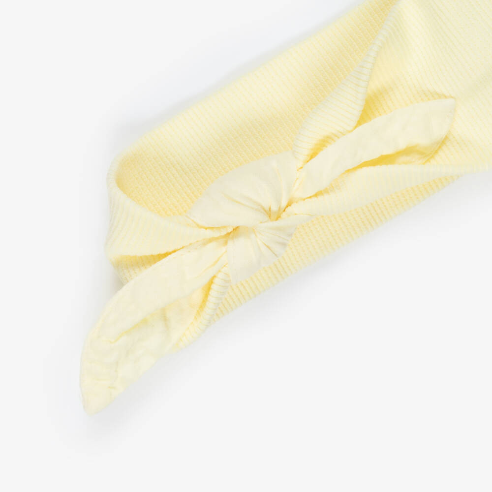 1 + in the family-Baby Girls Pastel Yellow Cotton Bow Headband | Childrensalon