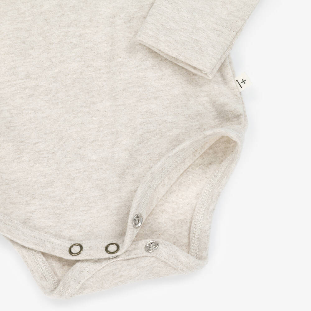 1 + in the family-Боди бежевое из хлопкового трикотажа с воротником для малышей | Childrensalon